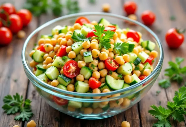 « C’est ma salade préférée quand j’ai la flemme de cuisiner mais envie de bien manger » La salade croquante de pois chiches et concombre qui cale bien sans alourdir (vous allez l’adopter).jpg