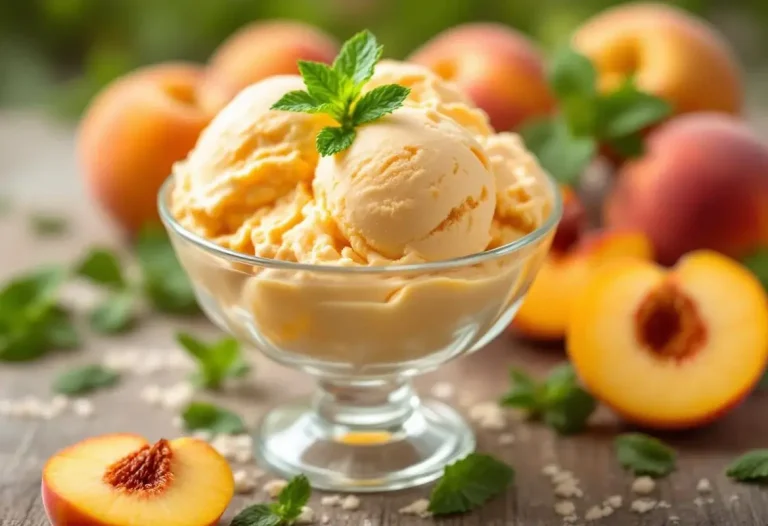 Cette glace à la pêche me fait craquer – facile et légère (sans sorbetière, super rafraîchissante).jpg